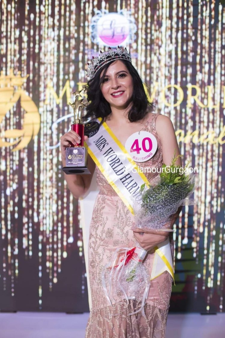 Shivika shyamsukha crowned Mrs World Harmony in the fashion capital of the country - Mumbai.