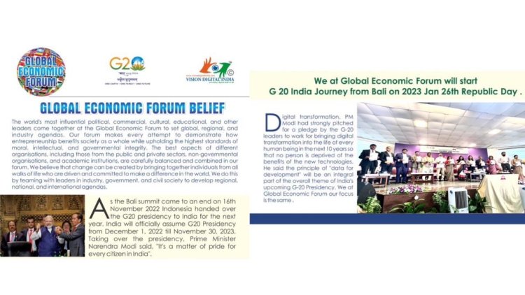 Global Economic Forum G20 initiative summit at Bali on 26th Jan 2023 launched at AIMS Institutes International Summit