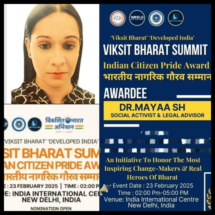 Mayaa SH Conferred "The Indian Citizen Pride Award 2025"